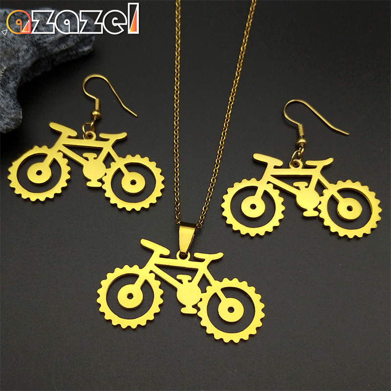 Cycling Gear Gifts - 트렌디 기어 자전거 펜던트 쥬얼리 세트