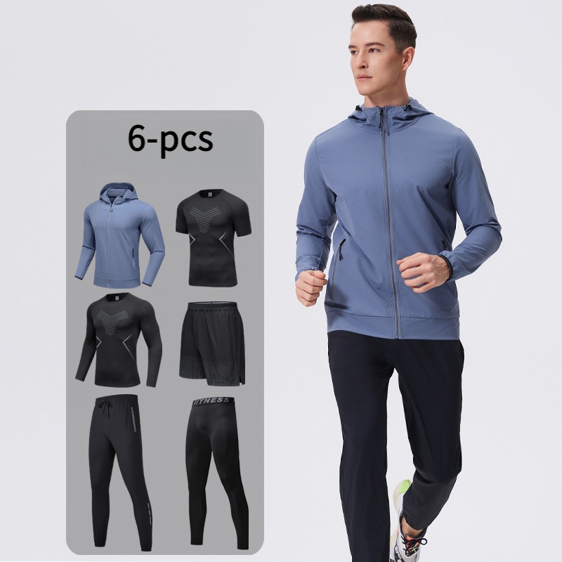 Cycling Gear Man - 남성용 6피스 스포츠웨어 세트 후드 포함