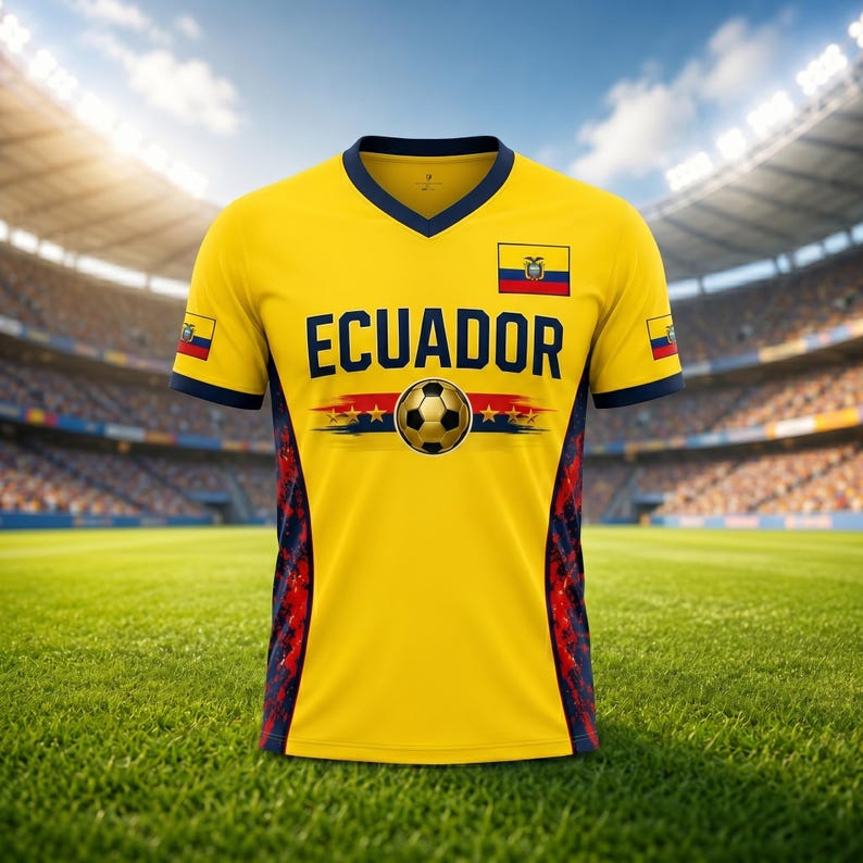2026 에콰도르 축구 유니폼 V넥 저지 3D 패턴 티 - Cycling Gear Gifts 리뷰 및 가격