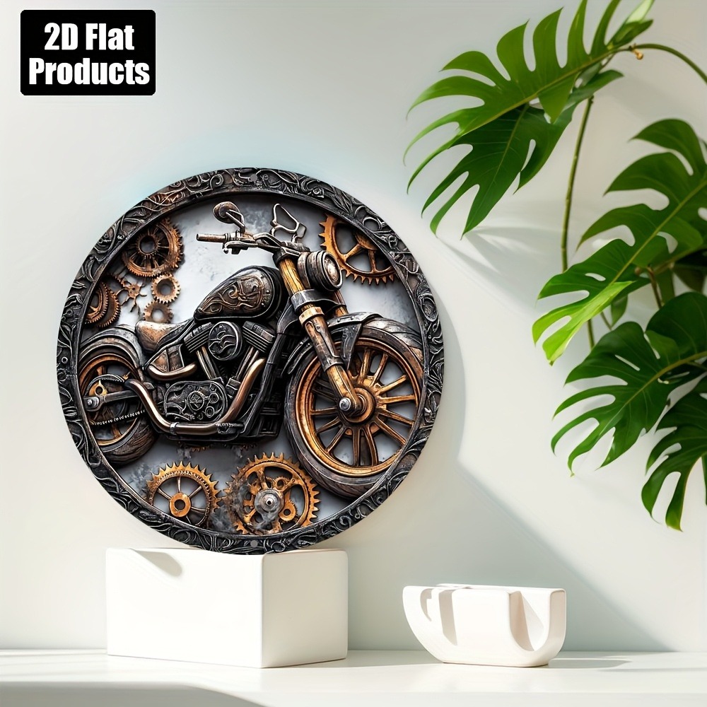 빈티지 메탈 오토바이 사인 - 8x8인치 2D 평면 원 - Cycling Gear Gifts 리뷰 및 가격