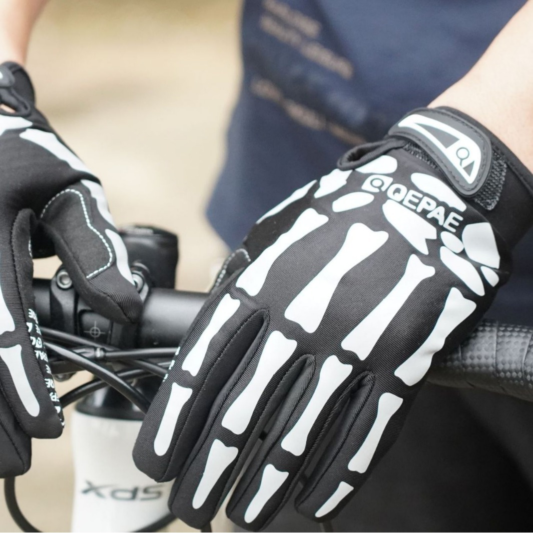 1 쌍 스켈레톤 자전거 장갑 남성용 전체 손가락 사이클 - Cycling Gear Gifts 리뷰 및 가격