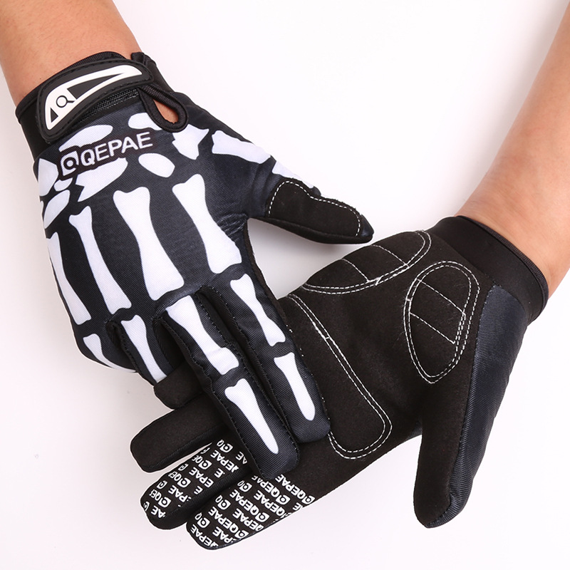 1 쌍 스켈레톤 자전거 장갑 남성용 전체 손가락 사이클 - Cycling Gear Gifts 리뷰 및 가격