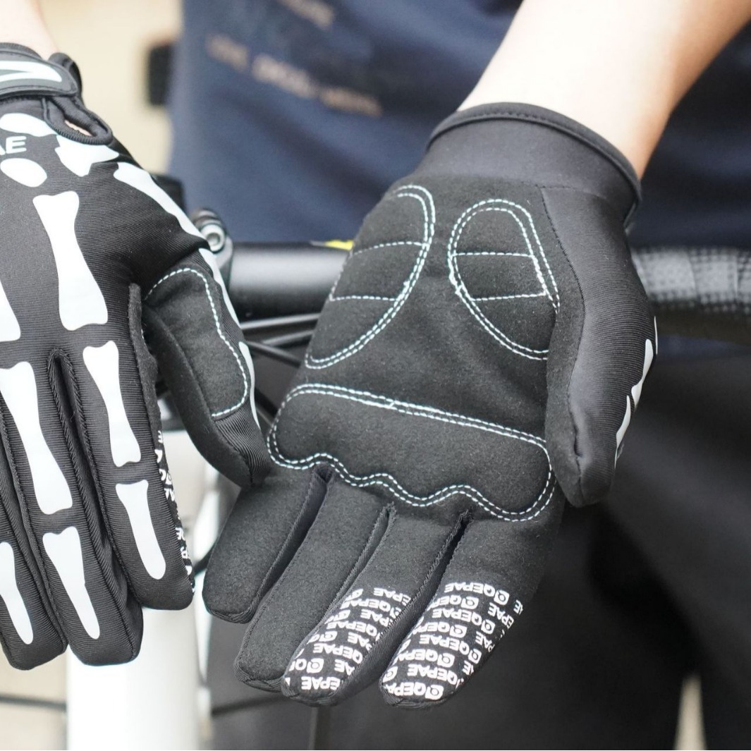 1 쌍 스켈레톤 자전거 장갑 남성용 전체 손가락 사이클 - Cycling Gear Gifts 리뷰 및 가격